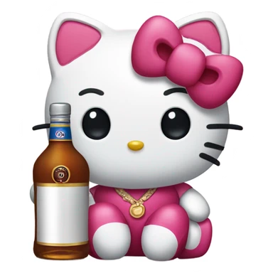 Hello kitty crying with tears holding Hennessy  sticker