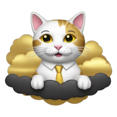 cat secretary sitting on top of the gold cloud sticker