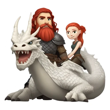  White Viking red head pale skin beautiful dragon  queen with a killed Viking solder with a dark man bun laying down on a dragon  sticker