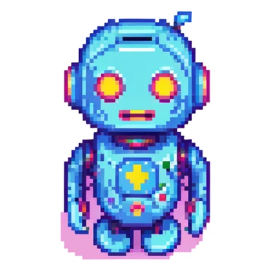 ChatGPT, pixel art, retro style, digital chatbot, bright colors sticker