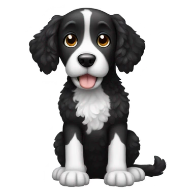 Black doodle dog with white belly and white paws  sticker