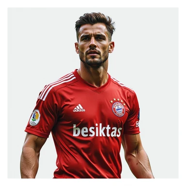 detailed and realistic portrait of a man wearing Beşiktaş jersey, no background sticker