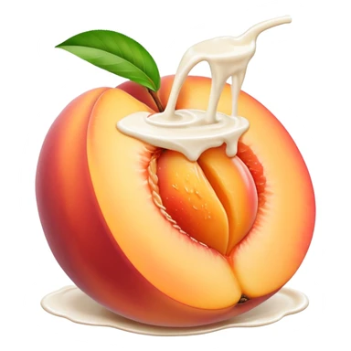 There is a lot of milk on the cut peaches. sticker