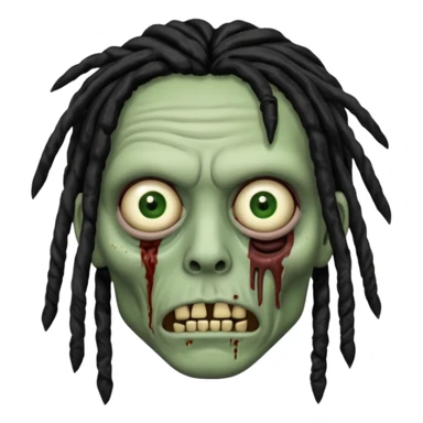 Zombie with black dreads with chinky eyes and a 3rd eye  on right cheek sticker