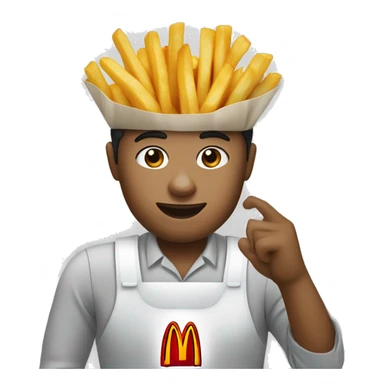 white skin mcdonalds worker putting the fries in the bag sticker