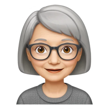 Old woman square glasses short gray straight hairstyles bob sticker