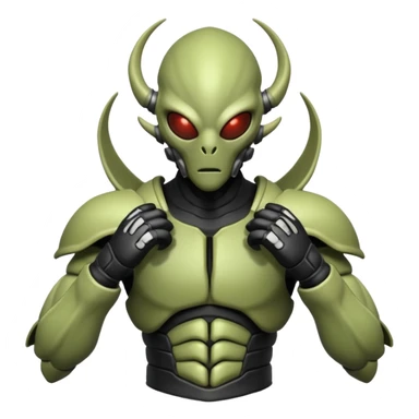 insectoid alien MMA fighter portrait, head and shoulders only, armored exoskeleton skin, sharp eyes, combat gloves, aggressive stance, 3D cartoon, mobile game icon style, clean background, no text, no watermark
 sticker