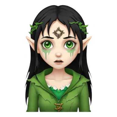 woman elves zombie with black hair sticker