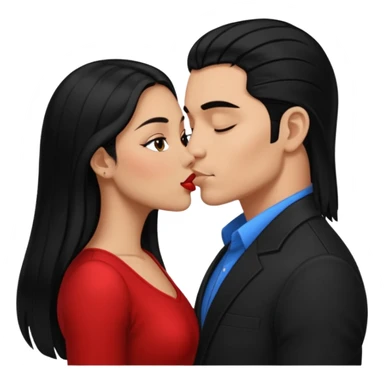 Black slick back hair guy darker Mexican kissing a long black haired light skin Mexican girl sticker