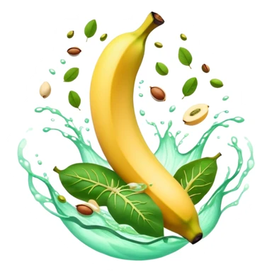 Golden banana, bright green spinach, salmon, kiwi, pistachios, and orange juice floating around a glowing nervous system and heart. Electrical waves connect these potassium-rich foods to nerves, heart and muscles, showing how they support electrical stability in the body. sticker