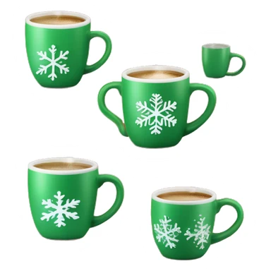 mugs with a hot drink decorated with snowflakes or a striped caramel stick. Steam rises from the mug in the shape of hearts. The color of the mug is warm red or green to convey the New Year mood sticker