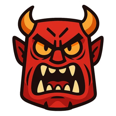 red-hot, angry, scary monster face sticker