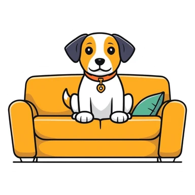 Dog sitting on couch and chilling sticker