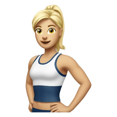 blonde woman in sport top raising her hand hello sticker
