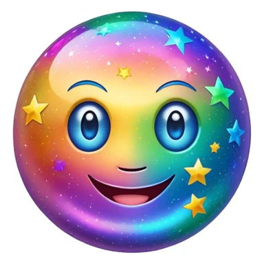 Smiling glitter ball with stars as eyes sticker