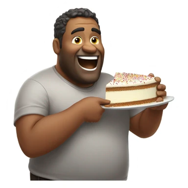 Fat man eating cake sticker