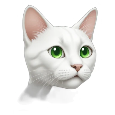 A white cat with green eyes looking confused and meowing sticker