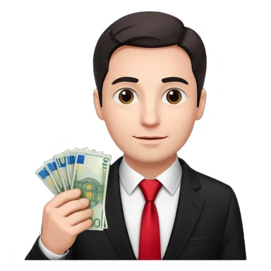 AN UNCLE with a tie in business clothes and with euro money
 sticker