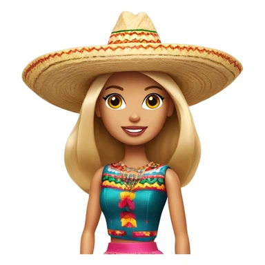 Barbie doll with a Mexican sombrero sticker