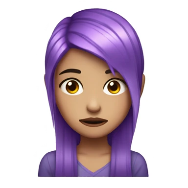 one girl with purple crystal hair sad and tears crying unhappy sticker
