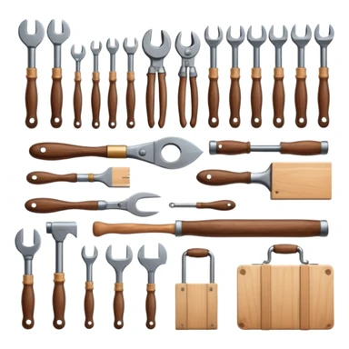 create a series of images for Theatre carpentry tools Inventory  sticker