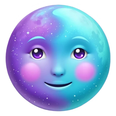 glitter purple and cian moon sticker