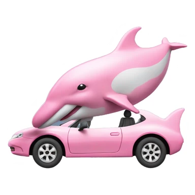 Pink dolphin driving a car sticker