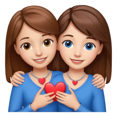 2 bff brown hair and brown hair and blue eye and brown eye and girl heart 2 girl sticker