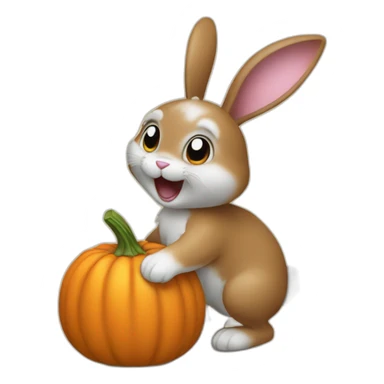 Bunny hitting a pumpkin  sticker