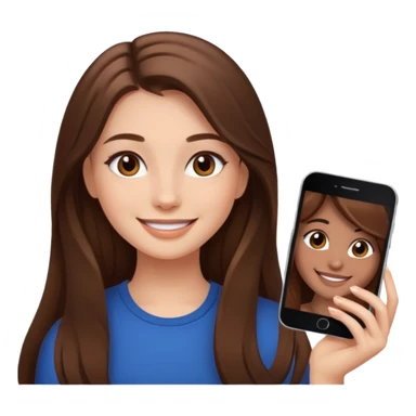 Pretty girl long hair Brown makeup sticker