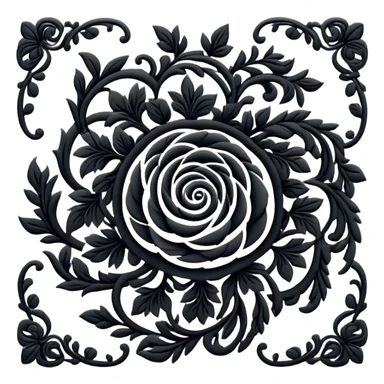  Black floral spiral design sticker