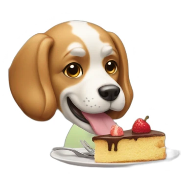 a dog eating a cake sticker