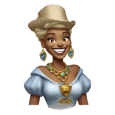 Laughing Warcraft Rihanna gem collector in Uncle Scrooge style, mysterious eyes, intricate lips, masterpiece pose sticker