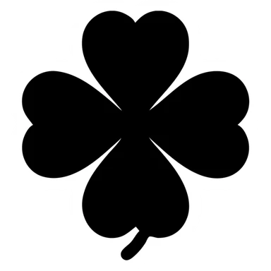 black 5 leaf clover solid filled icon sticker