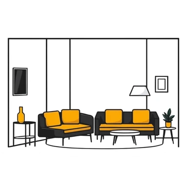 minimalist room interior with modern furniture sticker