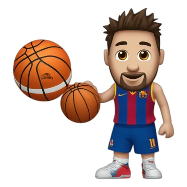 messi con balon de basquetball sticker