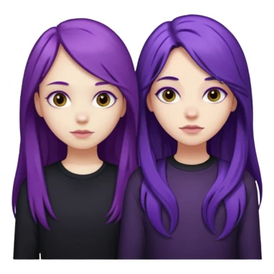 faz duas raparigas menos gótica mas com cabelo roxo comprido e outra cabelo roxo mais escuro e camisola preto sticker
