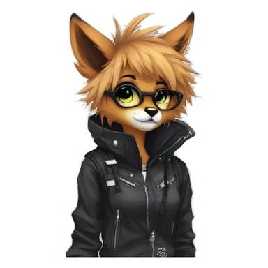 Edgy cute modern punk techwear anthro furry animal sona by Falvie, LiLaiRa, AngieWolf sticker