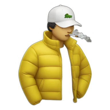 smoker with lacoste yellow puffer sticker