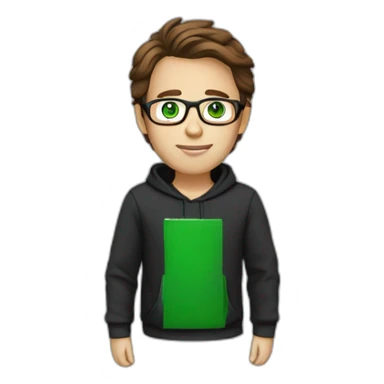 it specialist man glasses brown hair black hoodie green eyes sticker