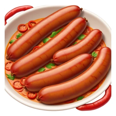 Cinematic Realistic Chorizo Dish Emoji, featuring spicy, robust sausage slices rendered with vivid textures and dynamic, appetizing lighting. sticker