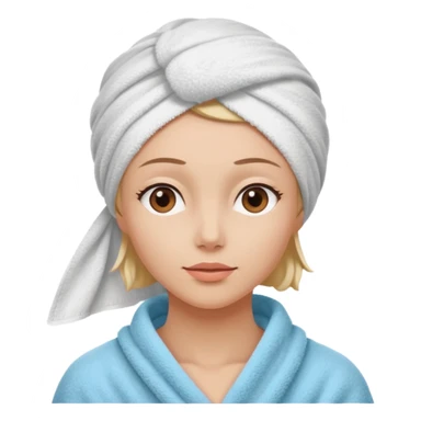 woman with a towel on, looking out a window sticker