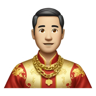 rich chinese man with gold chain in national dress sticker
