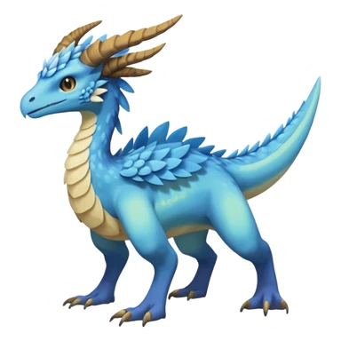 Raptorik scaley feathery horned Amaura-Aurorus-Pokémon-Fakémon-hybrid-fusion-creature, full body sticker