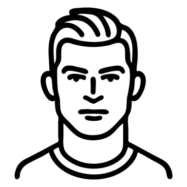 simple, recognizable icon of Cristiano Ronaldo focusing on signature hairstyle and confident expression, minimal color, clean lines sticker