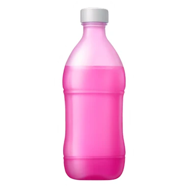 plastic bottle with crystaline pink liquid sticker