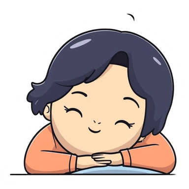 A girl with black hair that’s sick trying not to fall asleep sticker