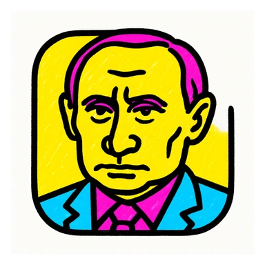 app icon of Vladimir Putin, pop art style, vibrant colors, no text, graphic look sticker