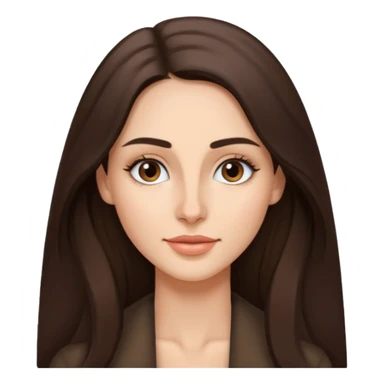 a brunette with thin nose almost sharp jaw line perfect eye brows and long hair slightly wheatish tone sticker