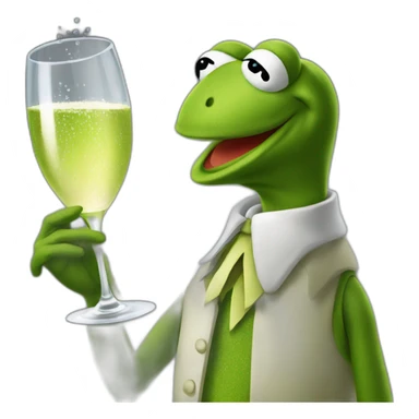 kermit frog drinking sparkling wine sticker